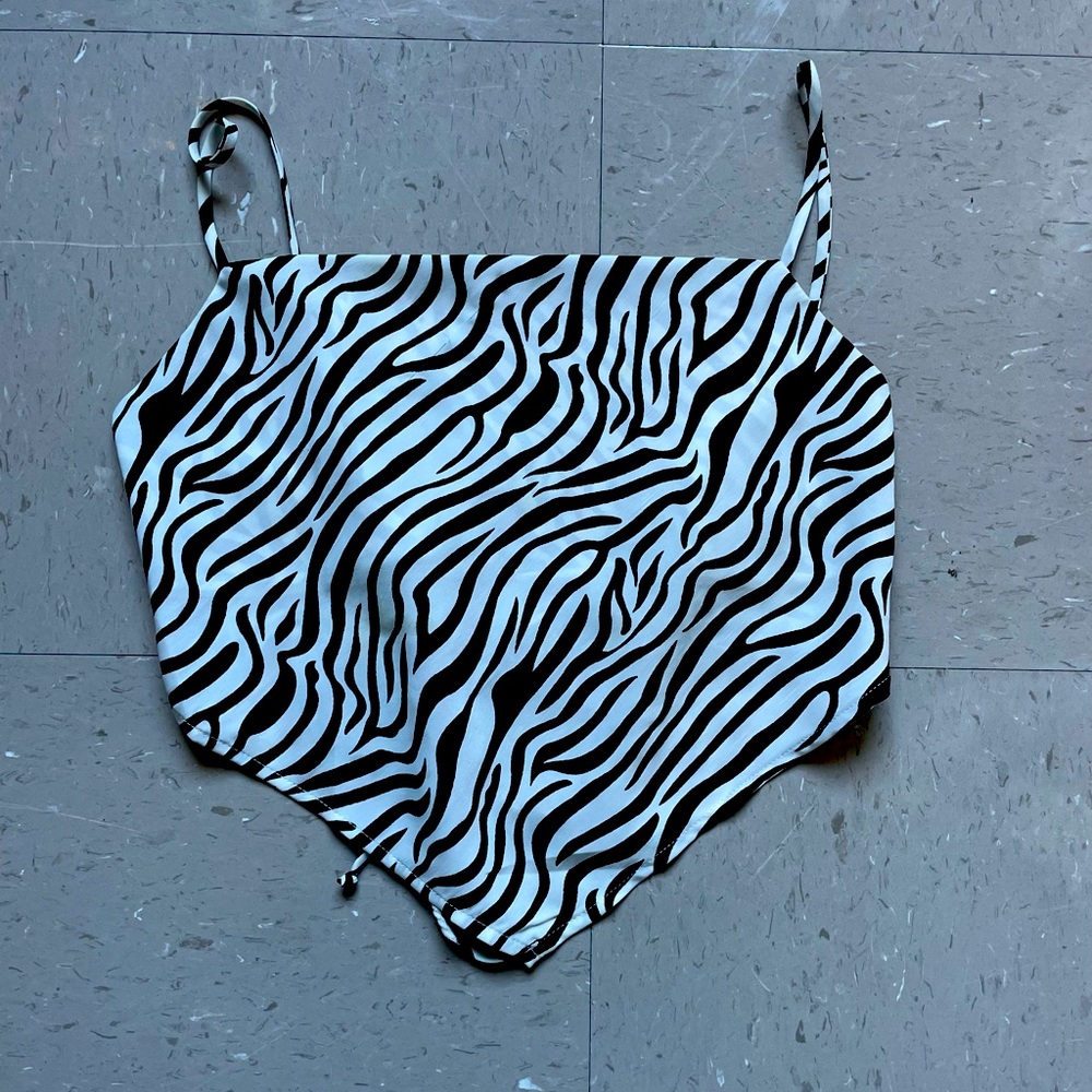 tied zebra bandana cropped top